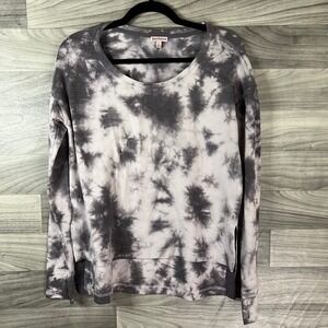 Juicy Couture Hi Low Top Womens S Gray Pink Tie Dye Stretch Pullover Long Sleeve
